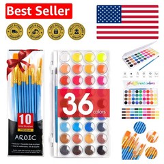 Vibrant 36 Color Watercolor Paint Set with 10 Brushes for Effortless Creativity