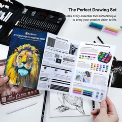 112 PCS Professional Drawing Set Sketch Kit with 3-Color Sketchbook, Graphite…
