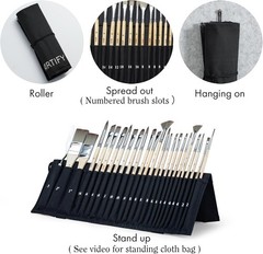 ARTIFY 25-Piece Professional Paint Brush Set – No Shedding & Carry Case Included