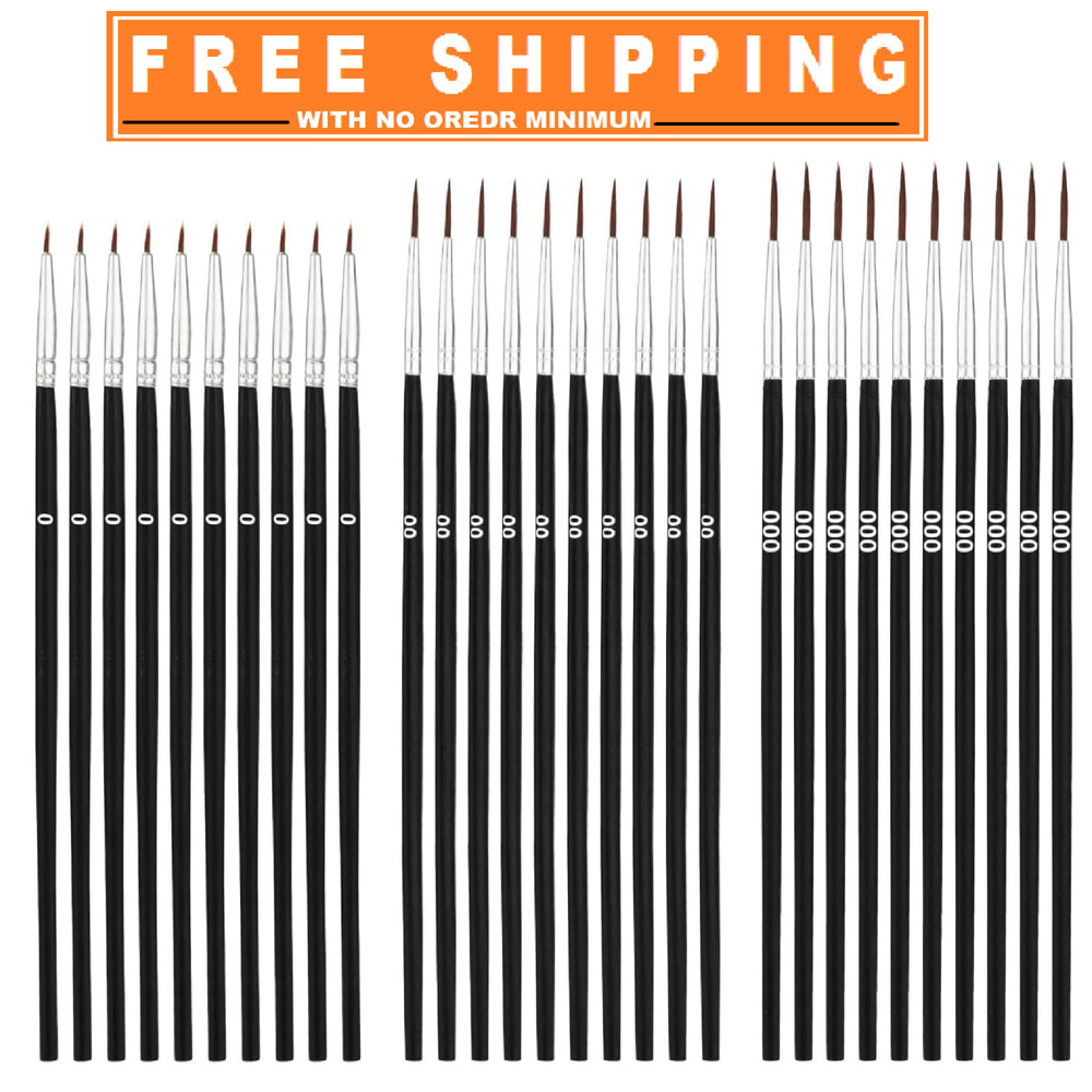 30Pcs Detail Paint Brushes, Fine Tip Paint Brush with 3 Sizes #0#00#000 Mini
