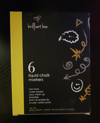 6 pk Liquid Chalk Markers Brilliant Bee tip 2x white 2x black 1x gold 1x silver