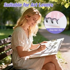 Pink Cover Cute Sketchbook 8.5 x 11.5 – Spiral Bound Sketch Pad, 90 Pages (45…