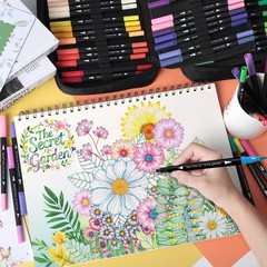 Dual Tip Brush Pens 120 Colors for Adult Coloring, Artist Sketch & Drawing Ma…