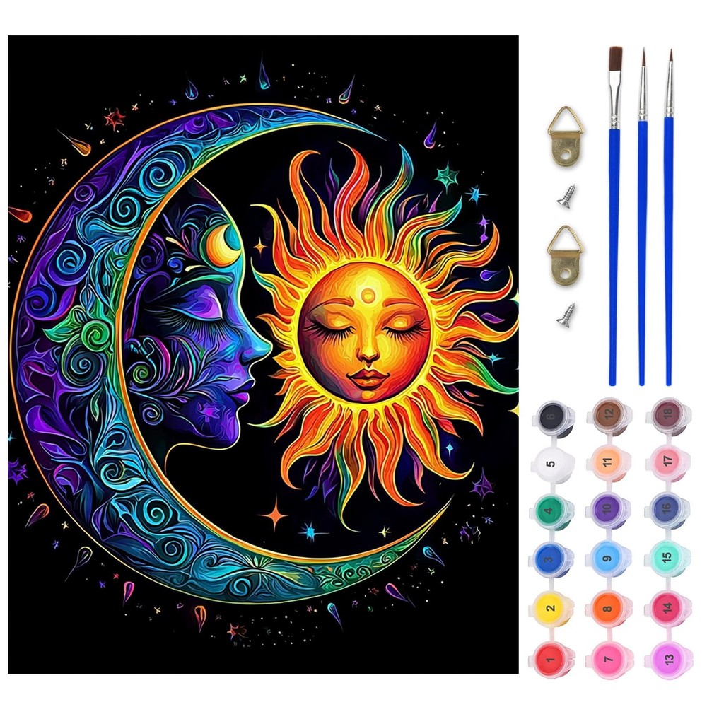 Lxmsja Moon Paint by Numbers Kit for Adults, Sun 16×20 inches, black#419