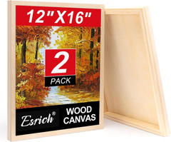 ESRICH 12×16 Inch Wood Panels for Painting, 2 Pack Craft Wood Canvas Boards, Bla