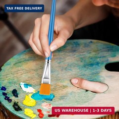 10 Pcs Flat Paint Brushes for Acrylic Painting 1 Inch Flat Watercolor Brushes Bl