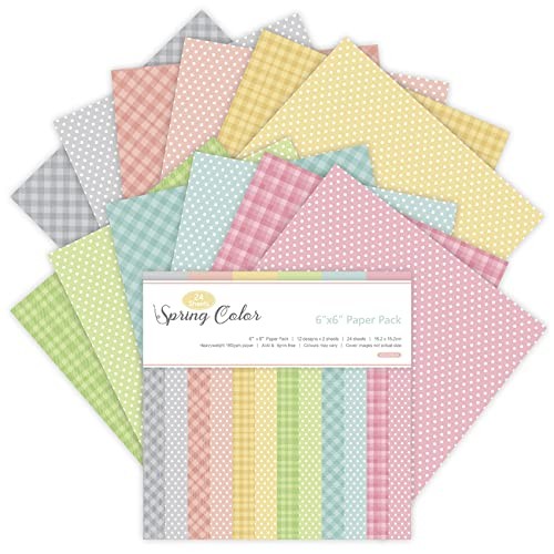 24 Sheets 6″x6″ Pink Spring Scrapbook Paper – Single-Sided 6-x-6-Inch,
