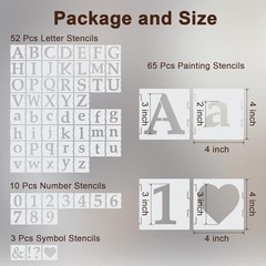 65 Pcs Plastic Painting Stencils Reusables Numbers and Symbols 4 Inch Letter