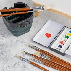 Professional Hog Bristle Filbert Oil Paint Brushes Set, 10pcs Long Wooden Handle