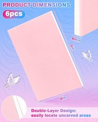 FIVEIZERO 6PCS Rubber Carving Blocks,4″x6″ Linoleum Blocks 4″x6″, Light Pink
