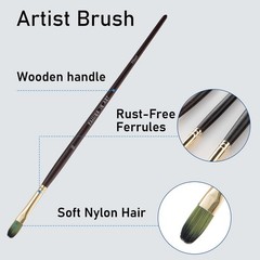 Falling in Art 9 PCS Filbert Brushes Set, Professional Nylon long, Black