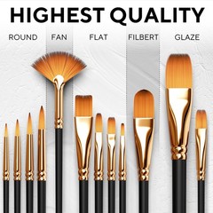 Complete Acrylic Paint Set – 24х Rich Pigment Colors – 12x Art Brushes with B…