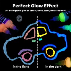 Glow In The Dark Paint Glow Paint Set Of 12 Bright Colors 30ml/1oz Acrylic Glow