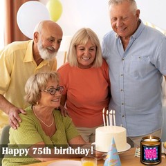 Homsolver 75th Birthday Gifts for Women Men, Happy Medium, Brown