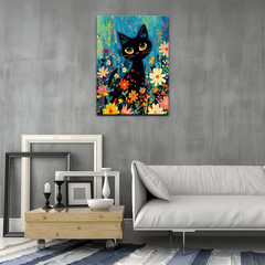 Black Cat Paint by Number with Frame 12″X16″ – Framed Paint by Numbers Kit for A