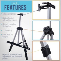 Versatile 66″ Silver Easel Stand – Perfect for Canvas, Posters & Presentations