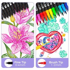 168 Colors Dual Tip Markers Adult Coloring Books Fine Brush Tip Calligraphy