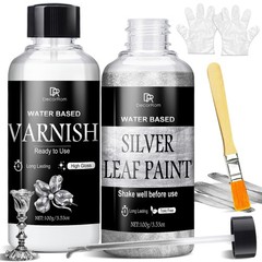 Liquid Silver Leaf Paint Kit 3.53oz Ultra Shiny Quick Dry Metallic Gilding P…