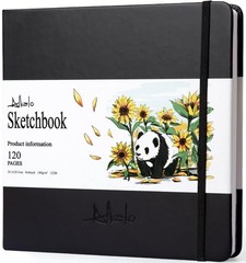 Square Sketchbook for Drawing, 120 Pages Sketch Book, 122LB/180GSM Thick Paper,