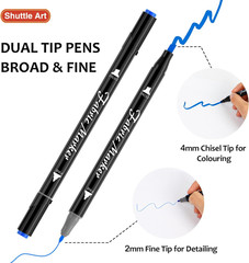 Fabric Markers Pens, 30 Colors Dual Tip Fabric Marker Permanent No Bleed Markers
