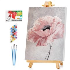Framed Paint by Numbers Kit for Adults 8×12 Inch, XM-OP-F-PinkFlower-2030