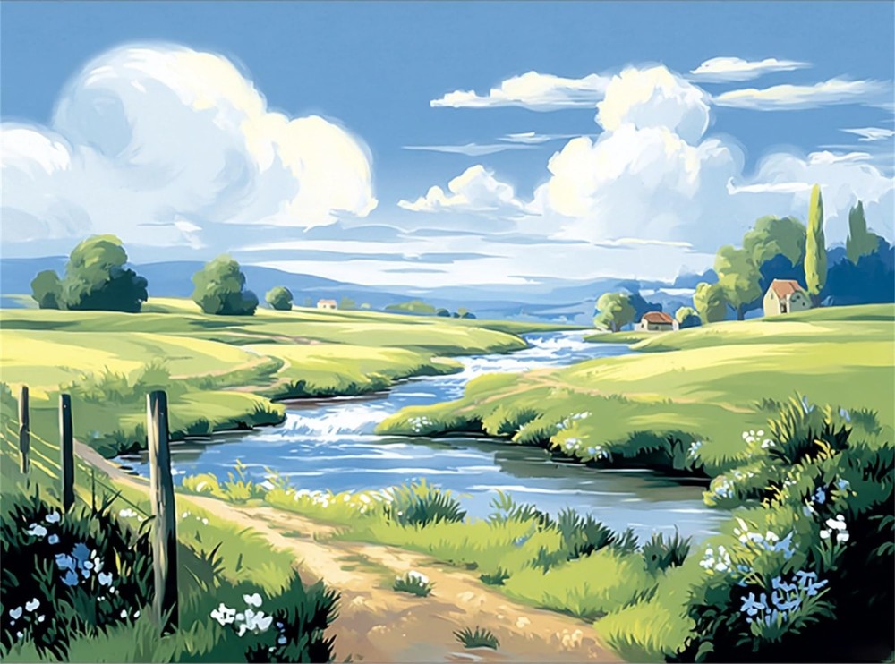 Green View Paint by Numbers Kit for Adults DIY Canvas Painting Art Set