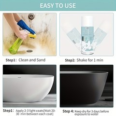 2 PCS Black Spray Paints，Ceramic Bathtub & Bathtubs Tiles Refinishing Low Odor