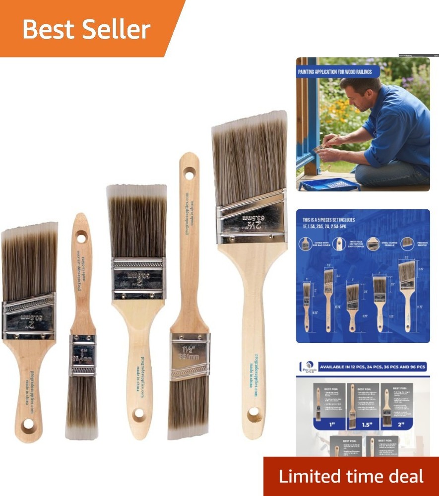 Versatile 5-Piece Paint Brush Set: Smooth Streak-Free Finish Guarantee