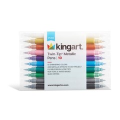 KINGART¬Æ Studio Twin-Tip‚Ñ¢ Metallic Pens, Set of 10 Unique Vivid Colors