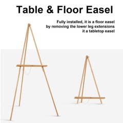 Falling in Art 65″ A-Frame Tripod Easel Stand, Wooden Display Natural-1 Pack