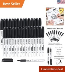 30 Pack Black Fine Point Permanent Markers – Waterproof & Non-Toxic Art Supplies