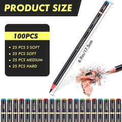 Resurhang 100 Pcs Charcoal Pencils Drawing Set, bulk Black
