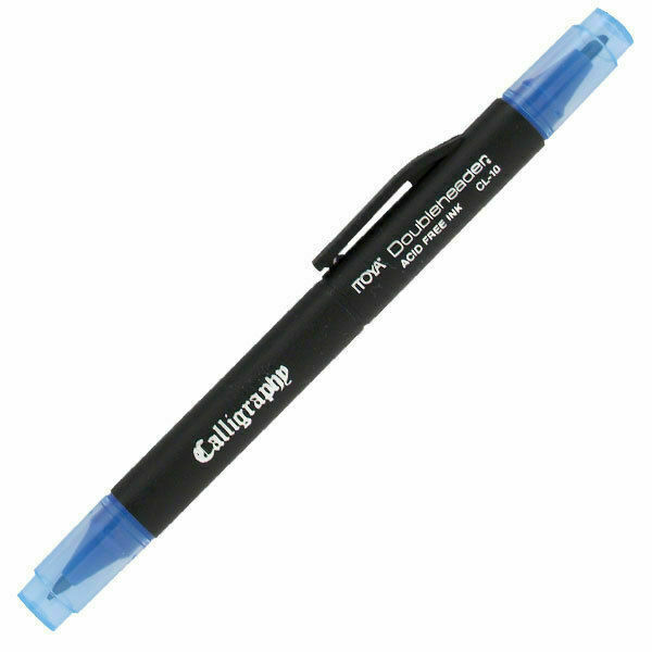 CL10BU Itoya Doubleheader Calligraphy Marker, 1.5mm/3.0mm Chisel, Blue, 12 Each