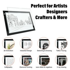 A4 LED Copy Board Tracing Light Box, Adjustable Brightness Artcraft LED Trace…