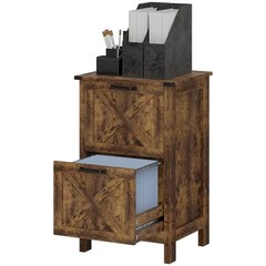Vertical File Cabinet with 2 Drawers, Rustic Farmhouse Office Storage Cabinet fo