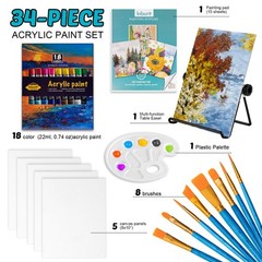 Art Paint Set for , Painting Supplies Kit with 5 Canvas Panels, 8 Brushes, 18…