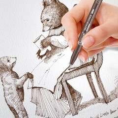 Sepia Tone Drawing Pen Set, 12 Assorted Sizes Sketch Liner, Water-Resistant A…