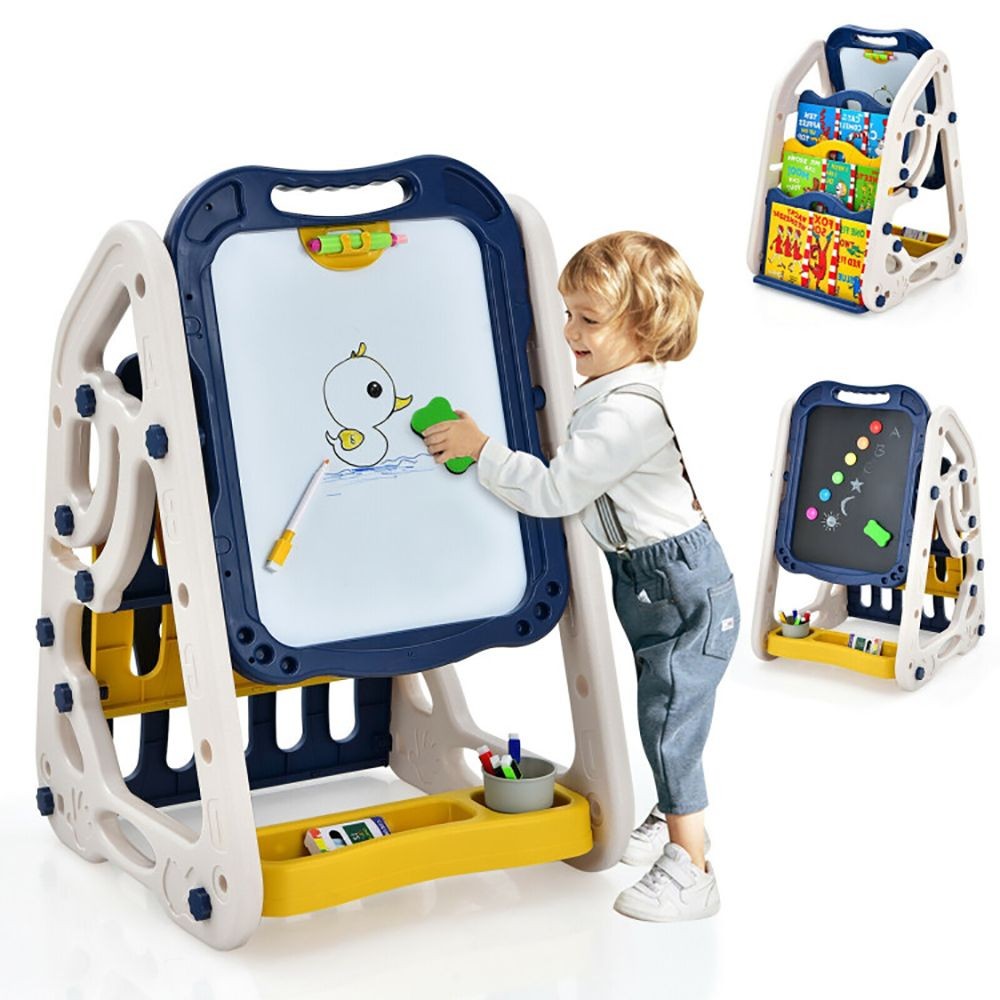 Kids Art Easel Magnetic Whiteboard Chalkboard Drawing Fun Activity Play