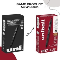 Uniball 207 Plus+ Gel Pens – 1 Count (Pack of 12) – Black 207+ Medium