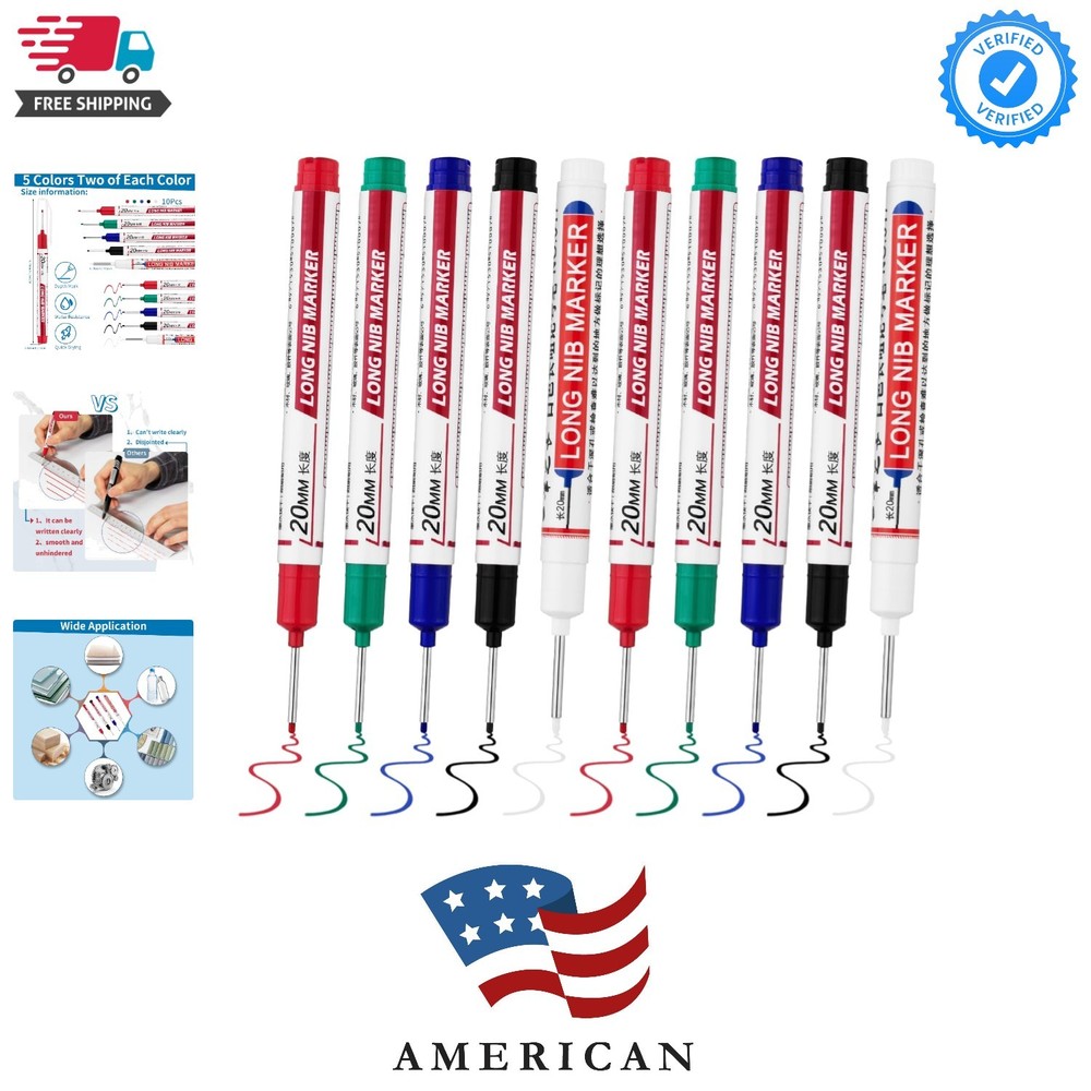 10 PCS Long Head Deep Hole Marker Pens,20mm Long Nib Marker, Longs Nose Marke…