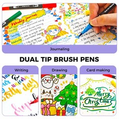168 Colors Dual Tip Markers Adult Coloring Books Fine Brush Tip Calligraphy