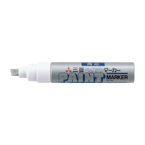 Mitsubishi Paint Marker, Broad Chisel Tip, Silver, Set of 3