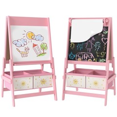 3-in-1 Art Easel for Kids, Double-Sided Kids Easel with Paper Roll, Pink