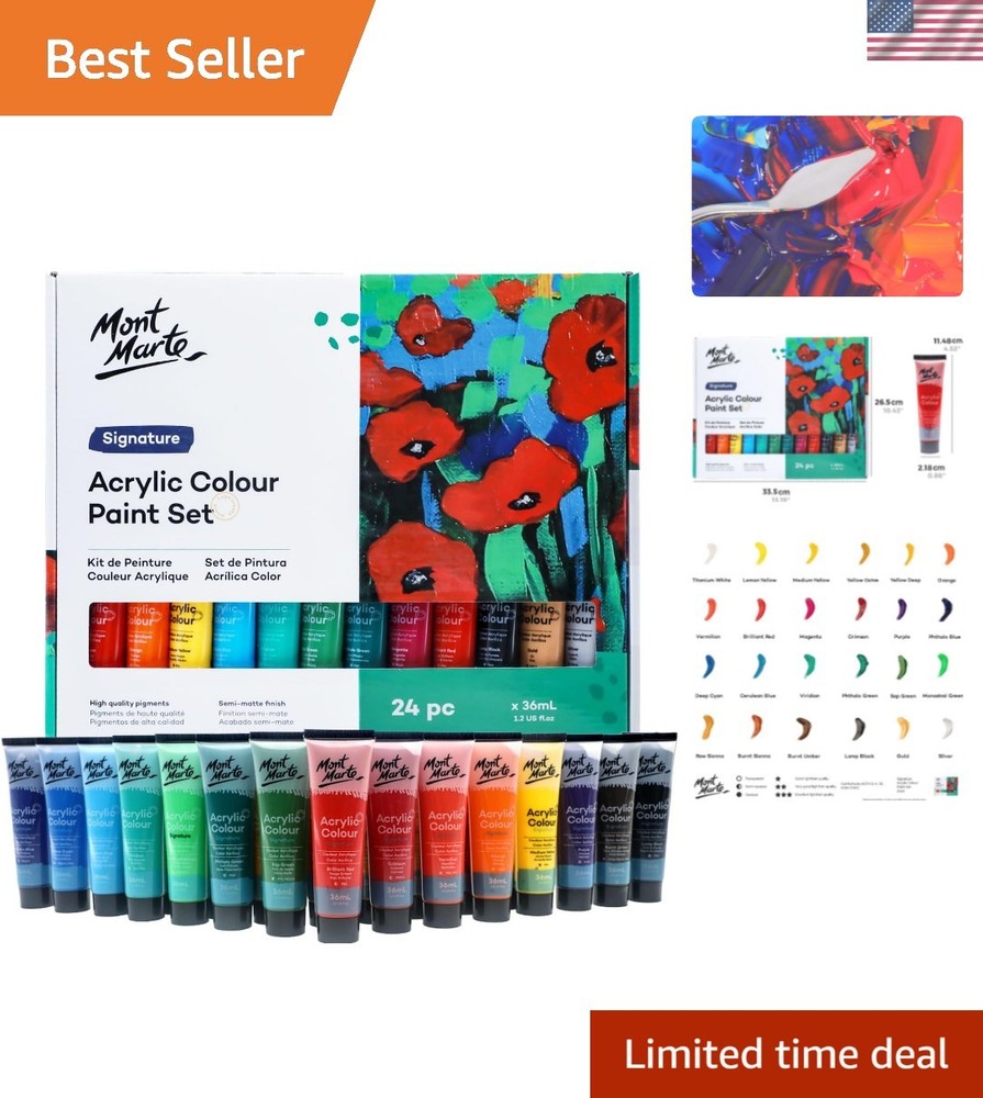 Acrylic Colour Paint Set Signature 24pc x 1.21 fl.oz 36ml, Acrylic Paint Kit…