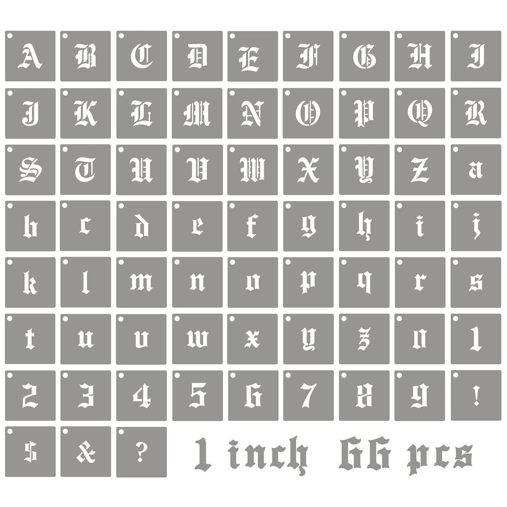 1 Inch Calligraphy Letter Stencils for Painting, 66 PCS 1 inch, cremy white