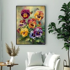 Paint by Numbers Kit for Adults Beginner,Pansies Adult Paint by Number Kits on