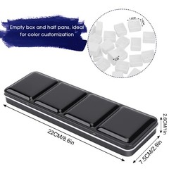Empty Watercolor Paint PaletteMetal Box Mixing Palette 37 Half Pans Black