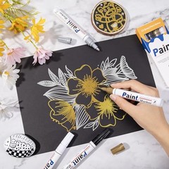 Paint Markers 4 Colors Oil Based Paint Pens – Gold, Silver, Black & White