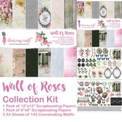 DRESS MY CRAFT KIT – 12 X 12 PAD, 6 X 6 PAD – WALL OF ROSES KIT – 1 KIT