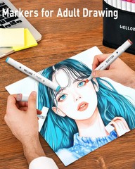 WELLOKB Alcohol Markers Set, 80 colors Alcohol Based Dual Tip, Brush and Fine Ti